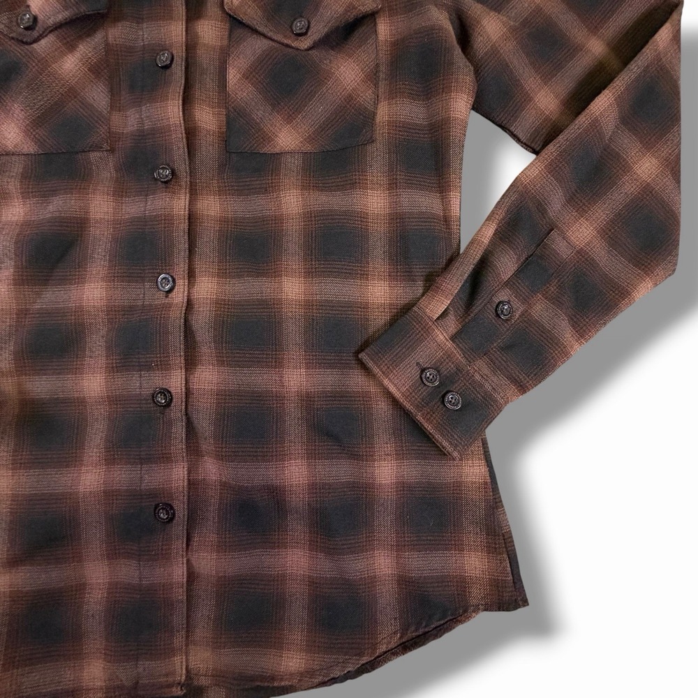 Dixxon Flannel Shirt The Bourbon Mens L Brown Plaid Long Sleeve Button Down - Picture 6 of 11